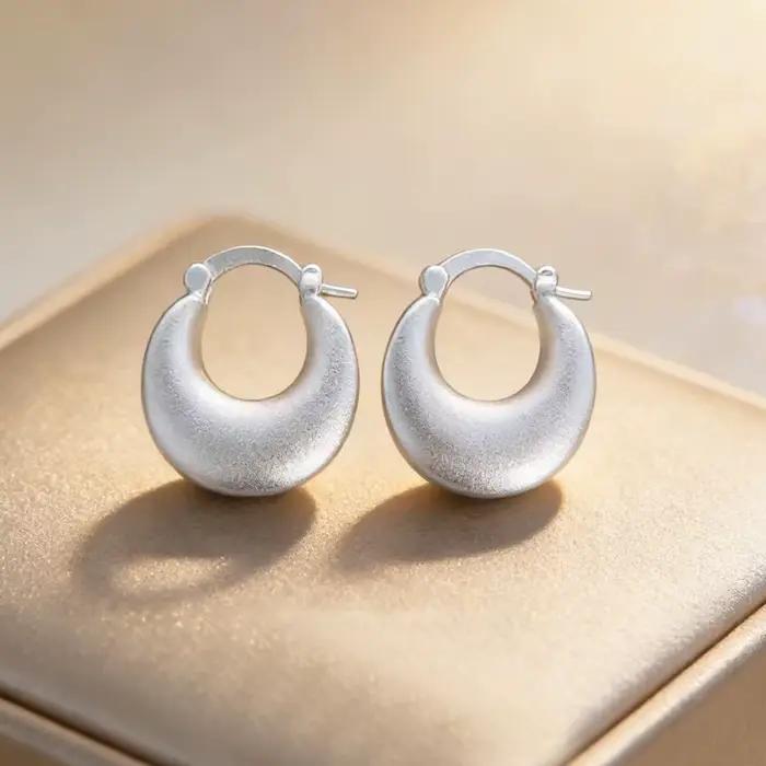 Boucles d'oreilles en argent Sterling 925 pour femmes, rondes brillantes géométriques, bijoux à la m