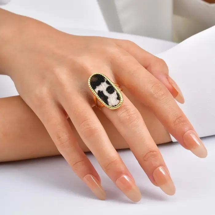 Bague Chic en peluche imprimé léopard pour femmes
