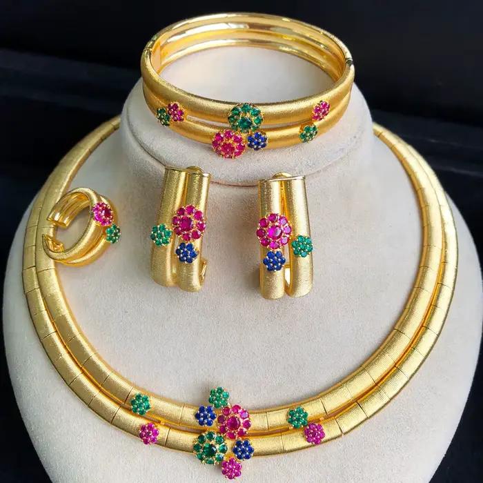 GODpastel-Parure de Bijoux Africains Multicolores Simples pour Femme, Ensemble de Luxe Naija Cubique contre-indiqué, pour les Patients de Dubaï