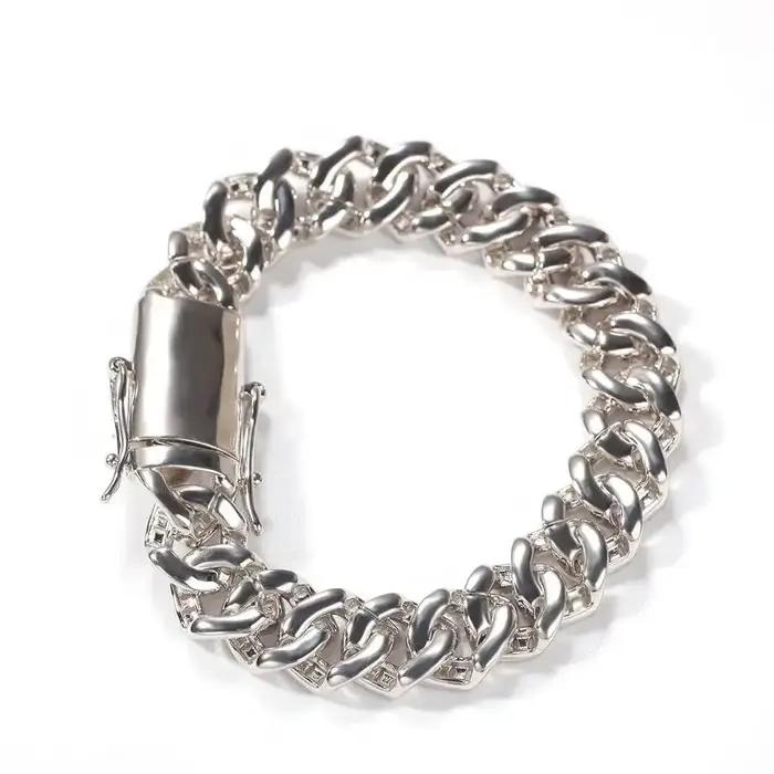 Bracelet nouveau bracelet cubain rétro en cuivre et zircon incrusté