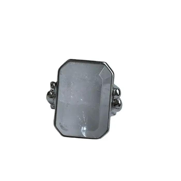 Bague en cristal cube de sucre carré, mode rétro française