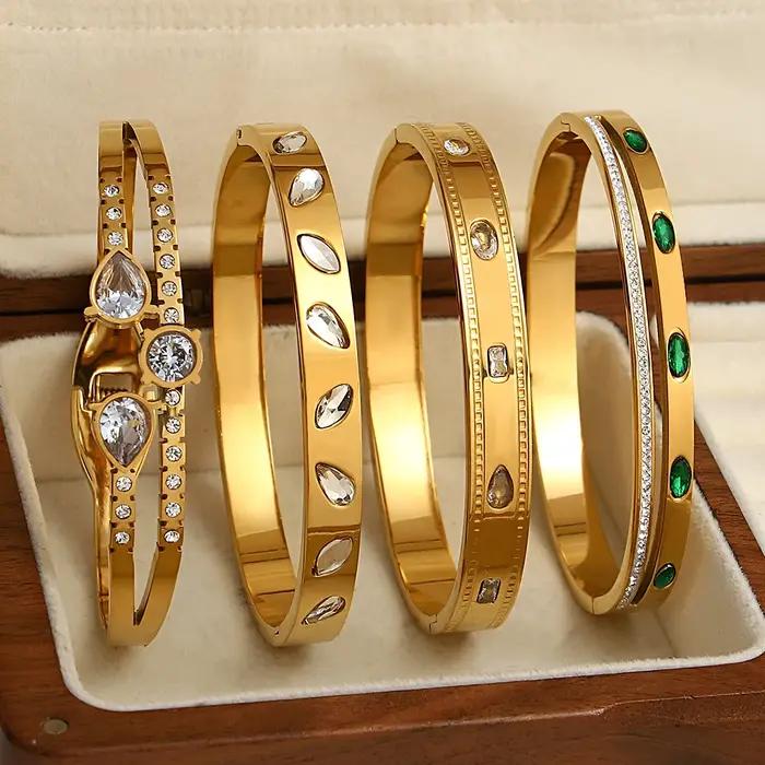DODOHAO personnalité belle incrustée Zircon femme bracelets en acier inoxydable