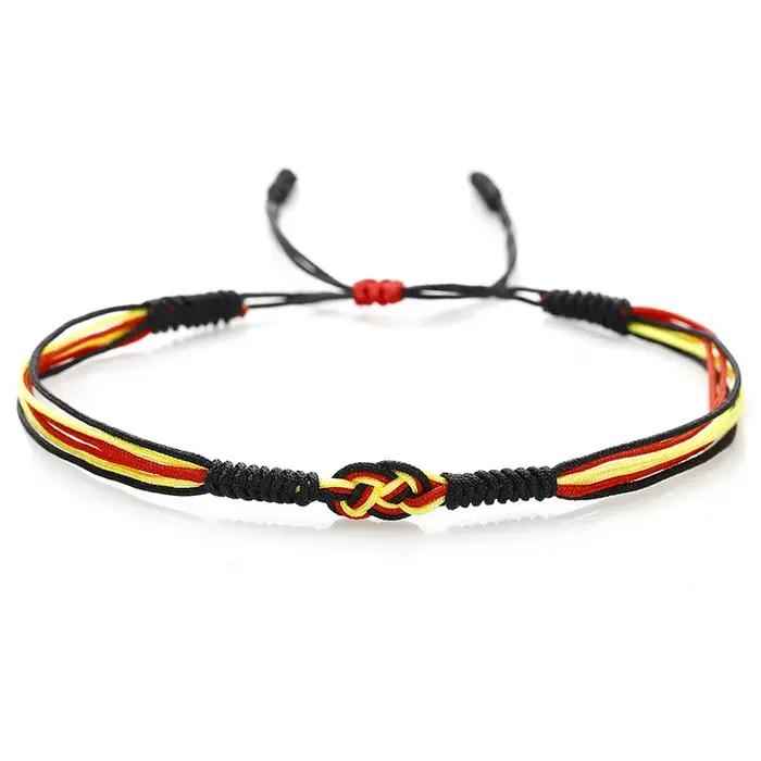 10 couleurs drapeau coloré Bracelet unisexe à la main tissage chaîne Braslet prière méditation chanceux tissu