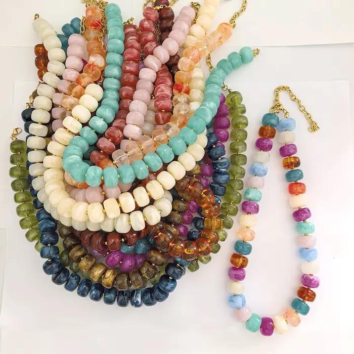 Collier Ras Du Cou En Résine Et Acier Inoxydable Plaqué Or PVD Pour Femme Occasions Spéciales Audacieux Style Statement
