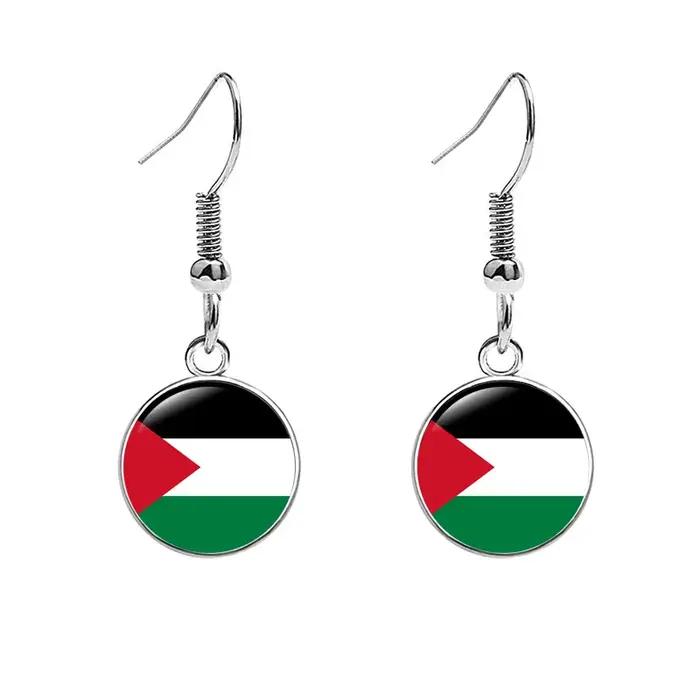 Boucles d'Oreilles Drapeaux France Russie Serbie Tchéquie Portugal Norvège Brésil Allemagne Italie Canada États-Unis Verre Pendantes pour Femmes Occasions Spéciales