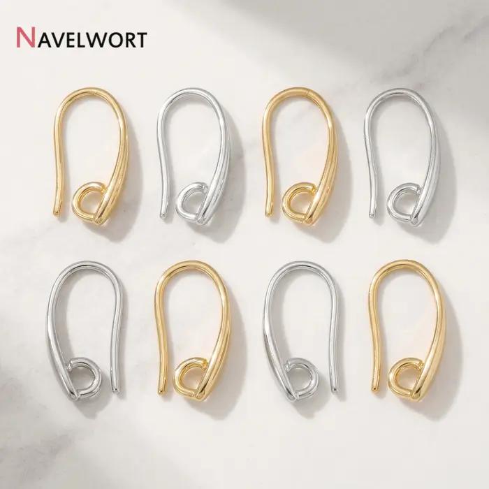 2/4/6 paires de crochets de boucles d'oreilles en laiton plaqué or 14 carats