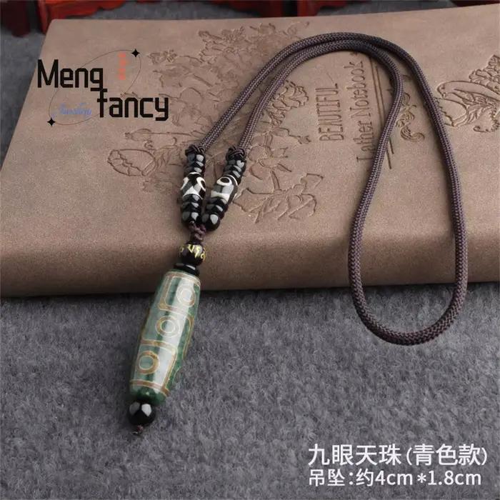 Chaîne de pull en agate naturelle perles de ciel à neuf yeux style ethnique rétro pendentif bijoux simples à la mode cadeau de vacances pour couple