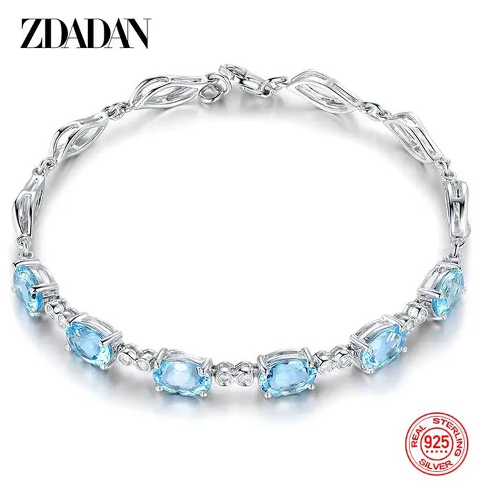 ZDADAN – Bracelet aigue-marine en argent Sterling 925