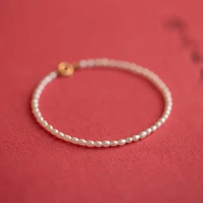 Bracelets Minar INS Fashion en perles de riz d'eau douce pour femmes