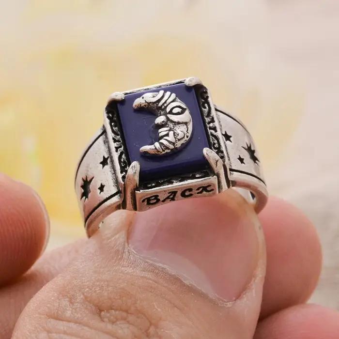 Bague élégante en pierre Lapis Lazuli pour femmes, Design de lune, rétro thaïlandais, argent, bijoux pour femmes, cadeaux, ne se décolore pas, nouvelle collection 2023