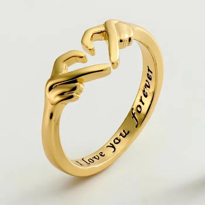 Bague de couple en forme de coeur alliage de zinc romantique engagement amour éternel pour femme homme occasions spéciales anniversaire cadeau unique