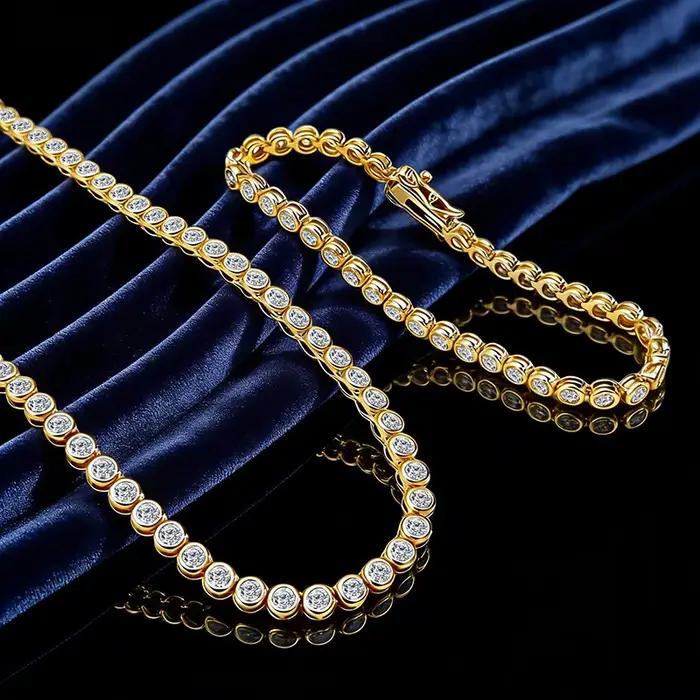 Collier tendance en or 14 carats avec diamants de laboratoire de 3 mm