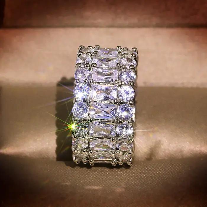 Bague en argent 925 avec Zircon brillant AAA pour femmes