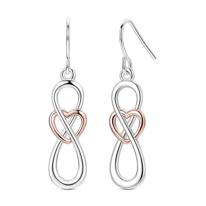 Boucles d'oreilles en argent Sterling 925 pour femmes, amour infini, goutte d'eau, pour anniversaire