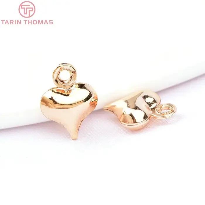 (1627) 20 pièces 6x8MM 24K couleur or plaqué coeur pendentif breloque pour bijoux à bricoler soi-mêm