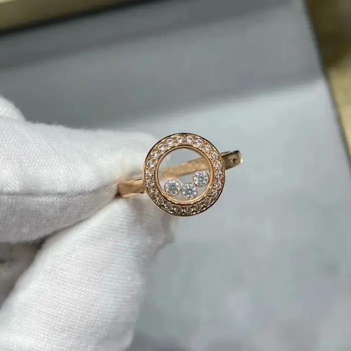 Bague Happy Move à trois pierres de zircone AAA haute qualité bijou fin personnalisable pour femmes occasions spéciales
