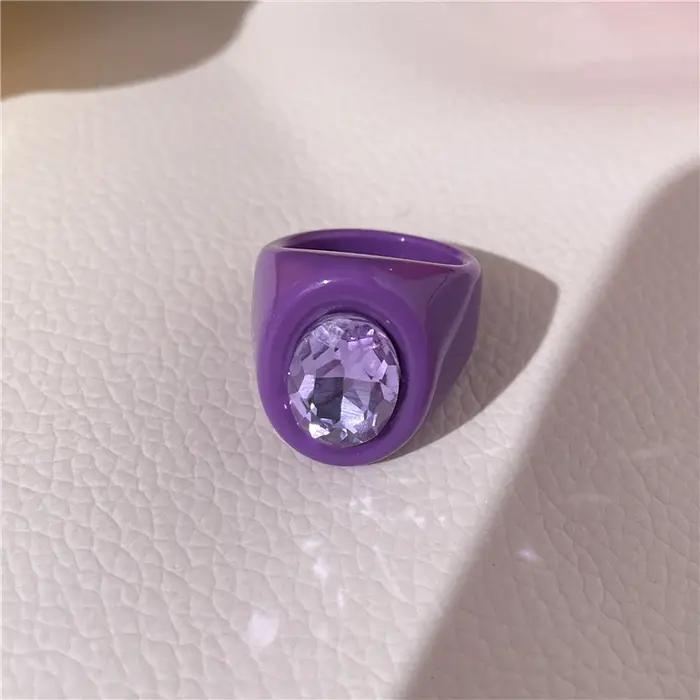 HangZhi – bague en résine multicolore pour femmes, goutte d'huile, géométrique, ovale, fleurs, perle