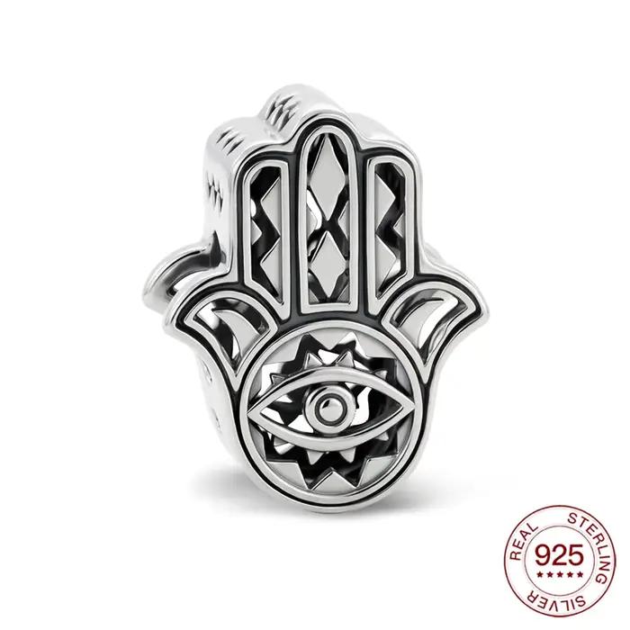 Breloques en argent Sterling 925, perles à la main de Fatima, adaptées aux bracelets originaux, à fa