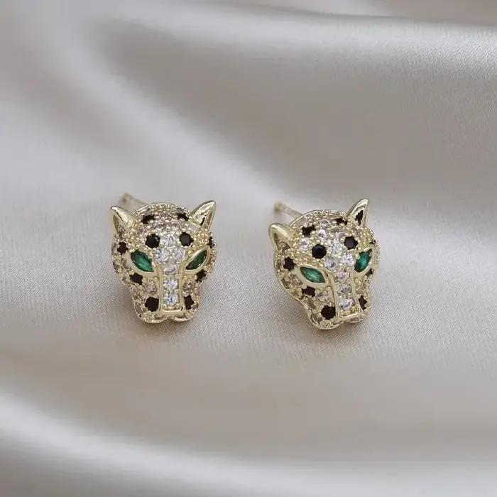 Boucles d'oreilles en cuivre zircone cubique animal print élégantes pour femmes hiphop rock soirée gala