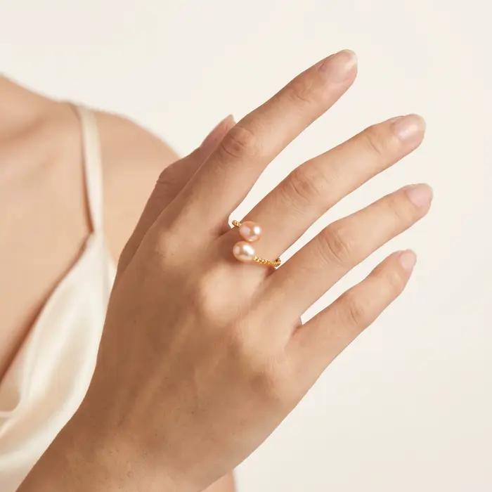 Bague en perle d'eau douce naturelle pour femmes