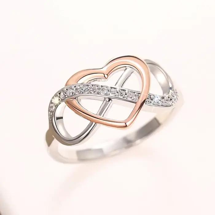 Huitan – bagues uniques avec signe infini et cœur pour femmes