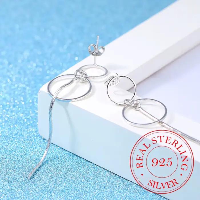 Boucles d'oreilles longues et rondes en argent Sterling 925, bijoux fins pour femmes