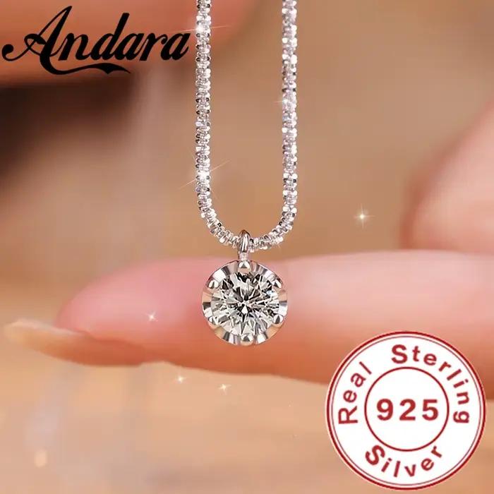 Andara luxe 925 en argent Sterling AAAAA Zircon pendentif collier mode italien