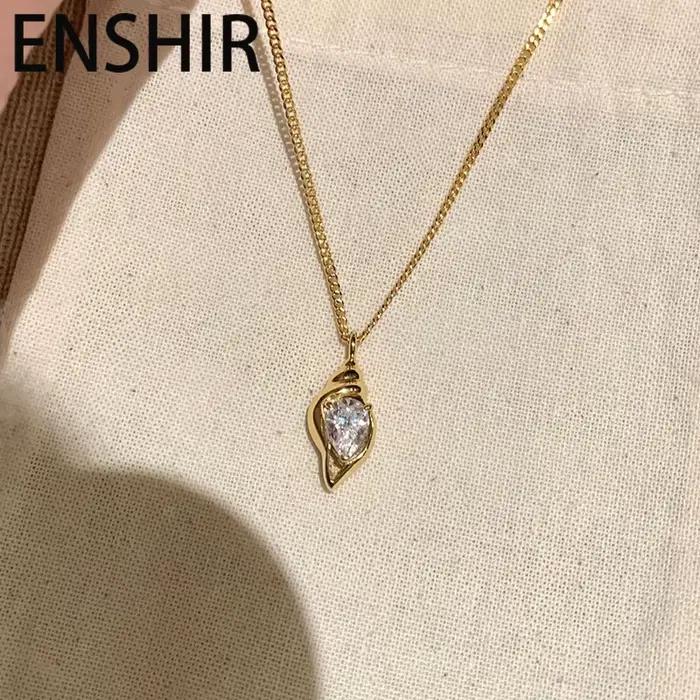 ENSHIR – collier avec pendentif en zircon couleur or pour femmes, chaîne de clavicule, Design de luxe, bijoux français Vintage, cadeaux, vente en gros