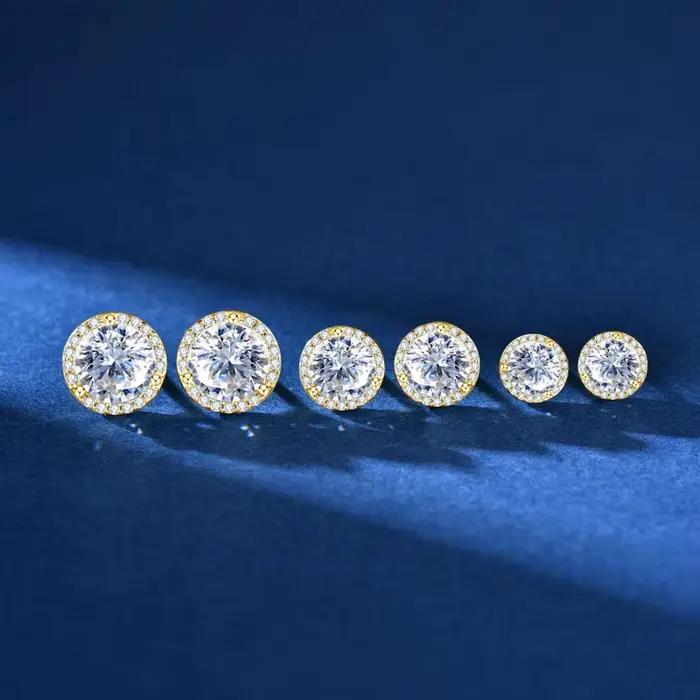 Lnngy scintillant 5MM 6.5MM 8MM certifié Moissanite boucles d'oreilles 925 en argent Sterling rond boucle d'oreille 2025 nouvelles femmes bijoux cadeau
