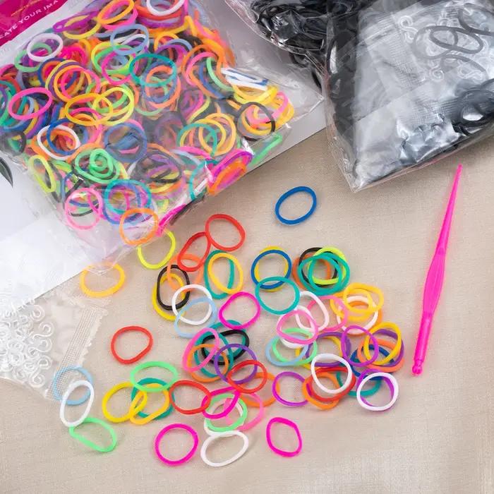 Kit Créatif de Bracelets Arc-en-ciel en Élastiques Colorés avec Crochet – Cadeau DIY pour la Fabrication