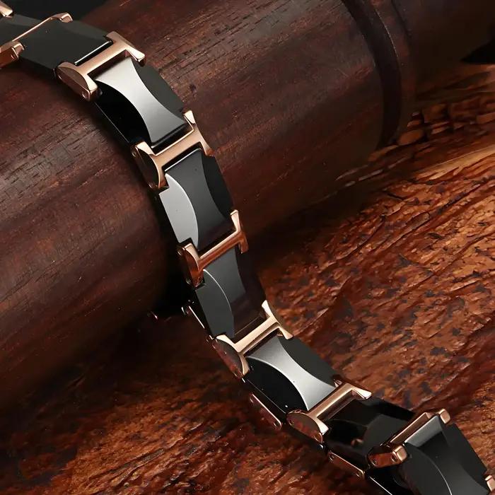 Bracelet ARADOO Premium en céramique avec titane acier inoxydable et tungstène pour homme et femme, élégant et multifonctionnel pour le fitness et le sommeil