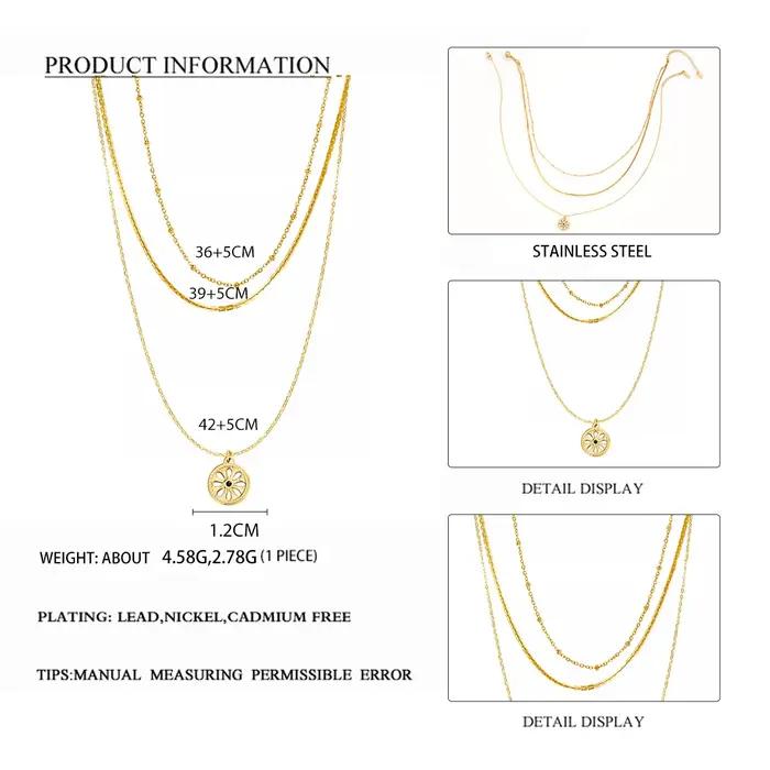 Interface & Free-Collier multicouche en acier inoxydable pour femme