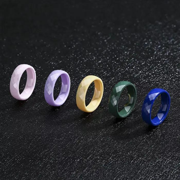 Bague en céramique 6 mm unisexe pour homme et femme, noire, blanche, bleue, verte, rose, violette, simple, alliance de mariage, bague de promesse, hypoallergénique
