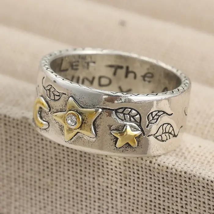 Bague minimaliste étoiles et lune pour femmes et hommes