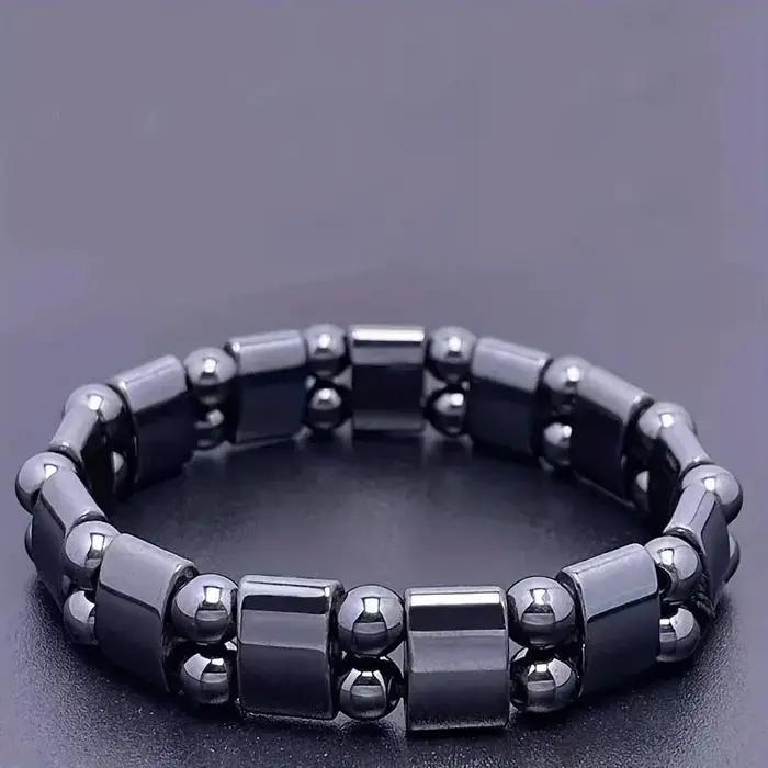 Bracelet en pierre de calcul biliaire noir pour hommes et femmes élégant bracelet magnétique de bien-être pour occasions quotidiennes et spéciales