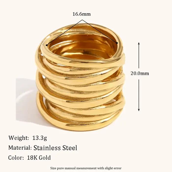 LA.Muses – bague multicouche en acier inoxydable pour femmes