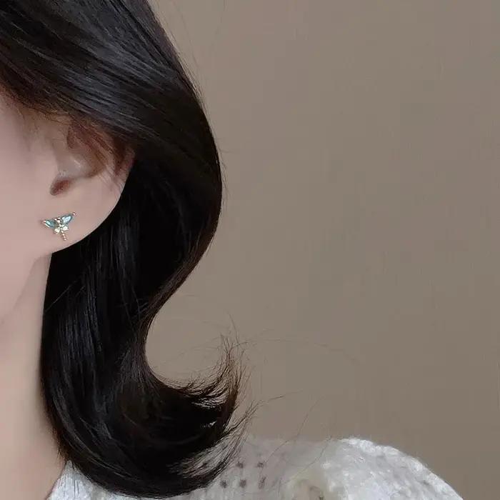 Boucles d'oreilles en argent Sterling 925 en forme de libellule pour femmes