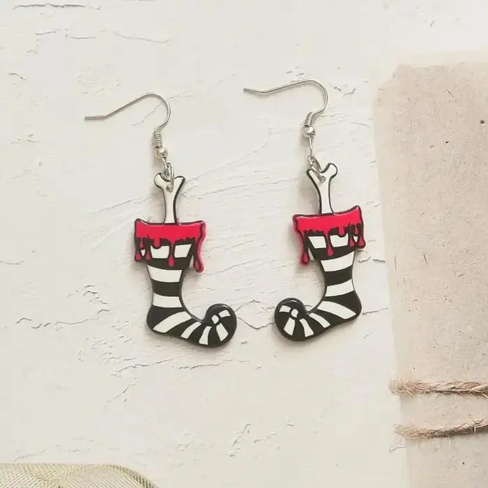 Nouvelles boucles d'oreilles de noël chaussettes