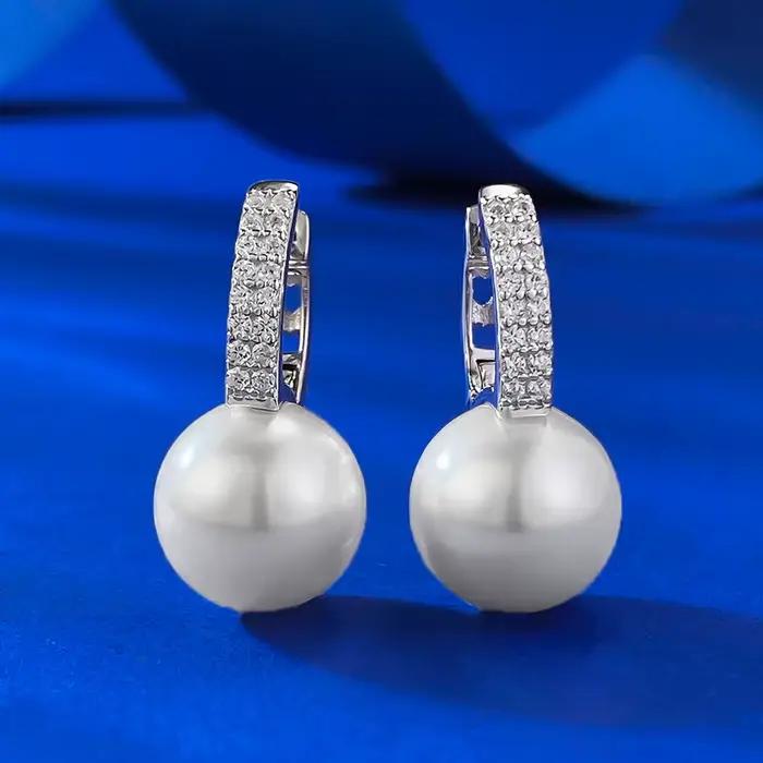 Boucles d'oreilles incrustées de perles en argent pur S925 pour femmes, bijoux de luxe, 11mm, micro,