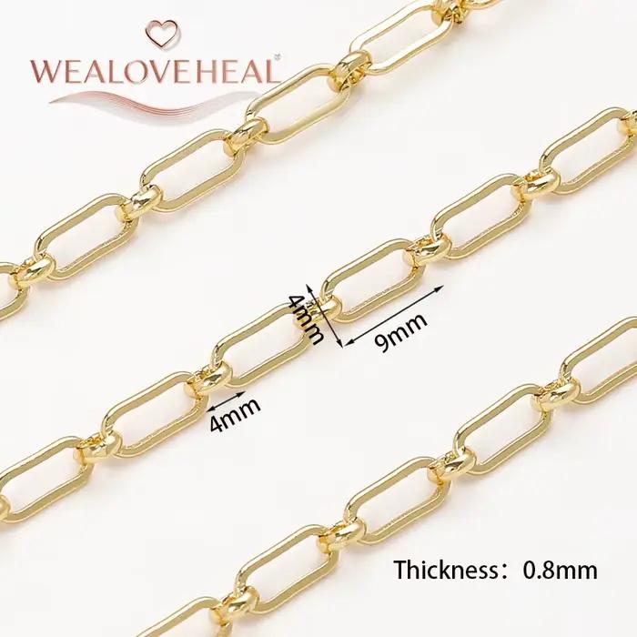 Chaîne de fabrication de bijoux à bricoler soi-même, chaînes en métal et laiton plaqué or 18 carats,