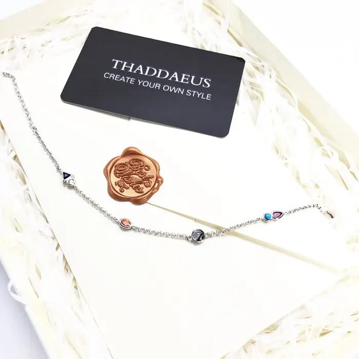 Bracelet pierres colorées chaîne à maillons ludiques en argent Sterling 925 bijoux naturels paradisques Europe femmes bohême cadeau créatif