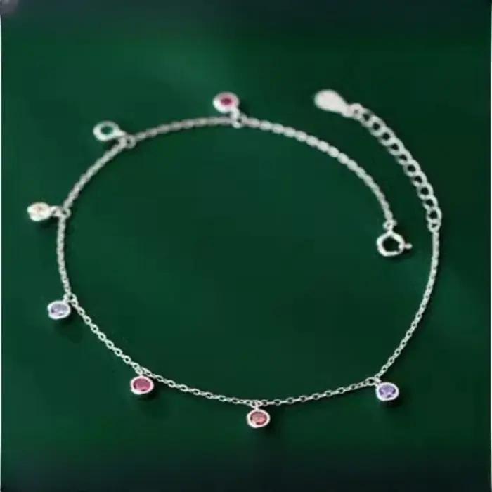 ANENJERY rond délicat Zircon breloque cheville pour femmes Bracelet Simple mode bijoux en gros