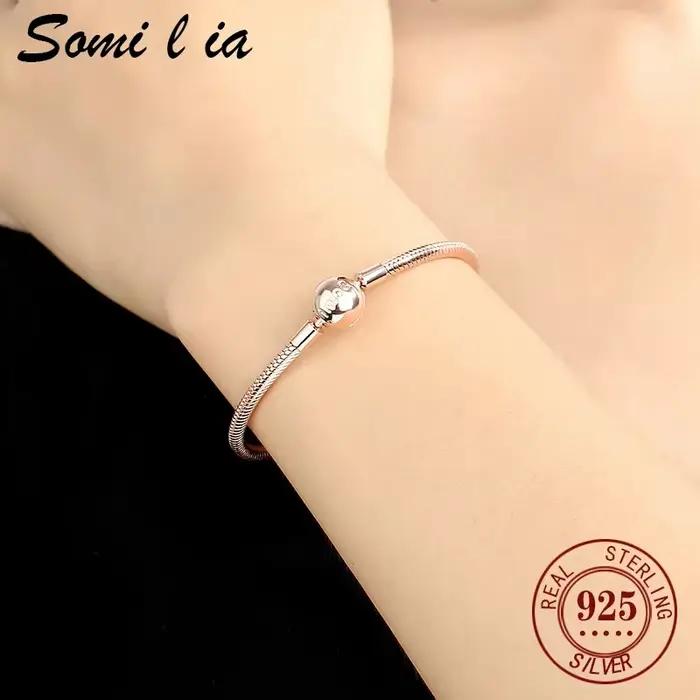 Bracelet en argent sterling 925 avec perles rondes serpent design pour femmes cadeau occasion spéciale bijou élégant