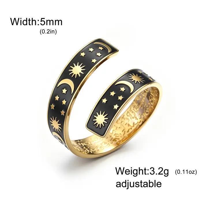 Bague ouverte Skyrim Soleil Lune Étoile pour femmes et hommes