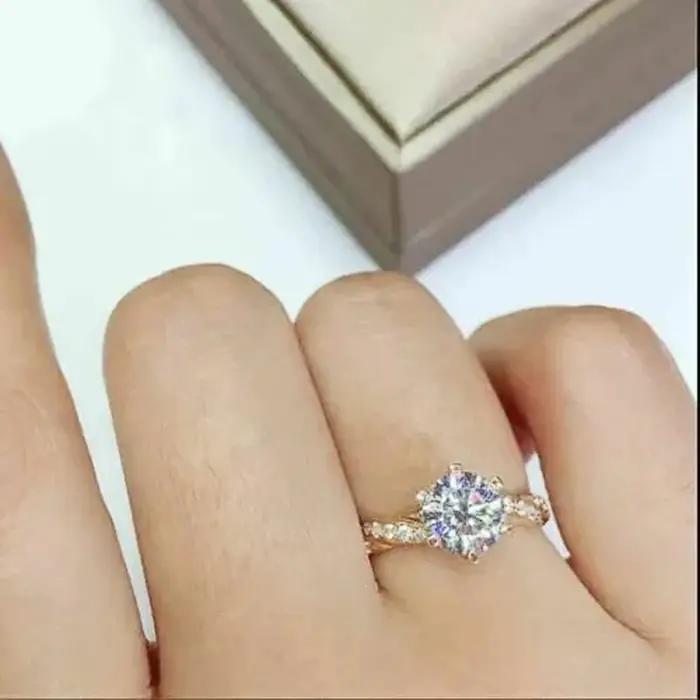 Huitan – bagues classiques en zircone cubique à 6 griffes pour femmes