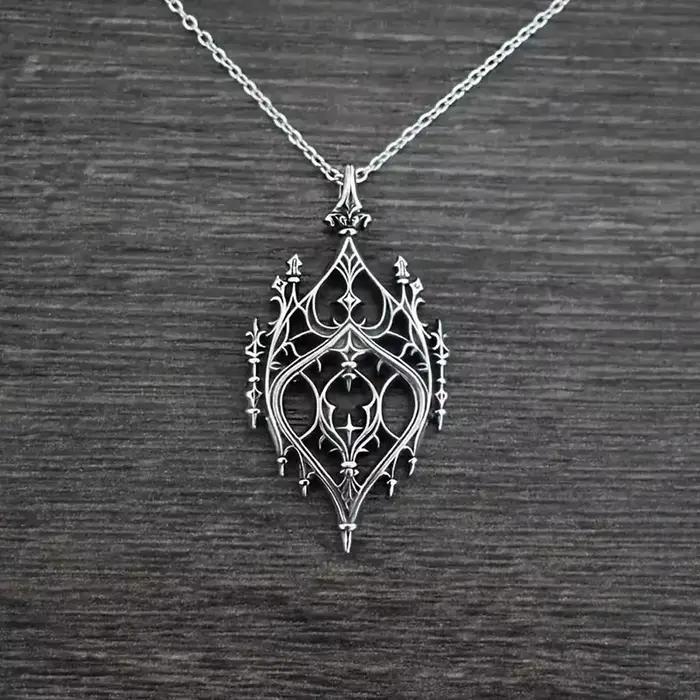 Collier Y2K Punk Château Ancien Accessoires Gothiques Pagan Alternatifs Château Creux Rétro Occasions Spéciales Pour Hommes Et Femmes