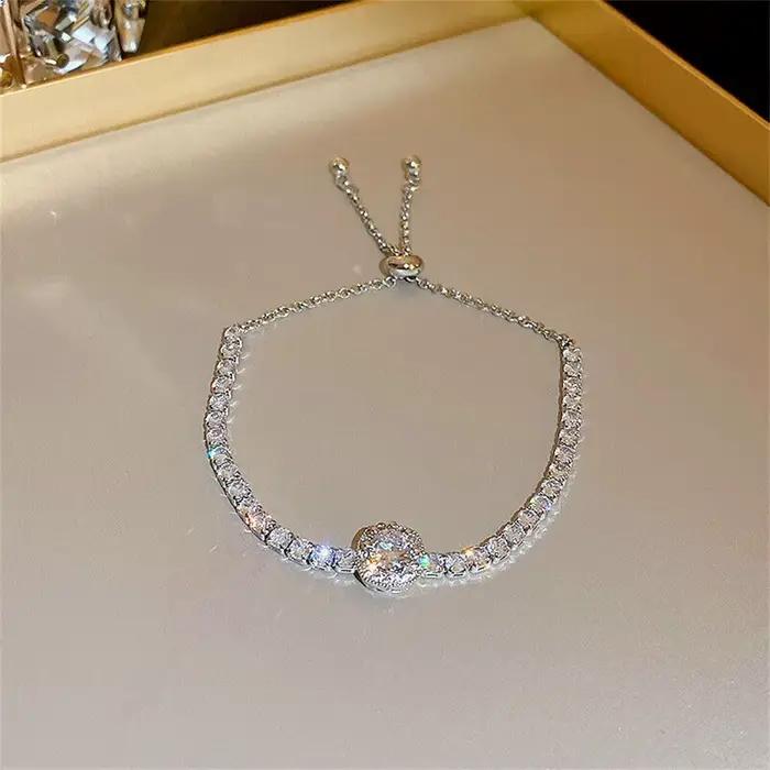 Bracelet en alliage simple pour femmes or rose avec strass en forme de cœur tracker d'humeur bijou de charme pour occasions spéciales