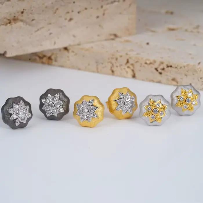Boucles d'oreilles Vintage italiennes en argent pur 925