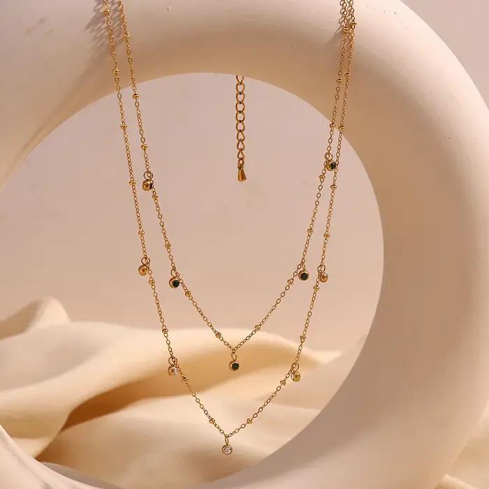 E.B.belle-Collier en acier inoxydable plaqué or 18 carats pour femme
