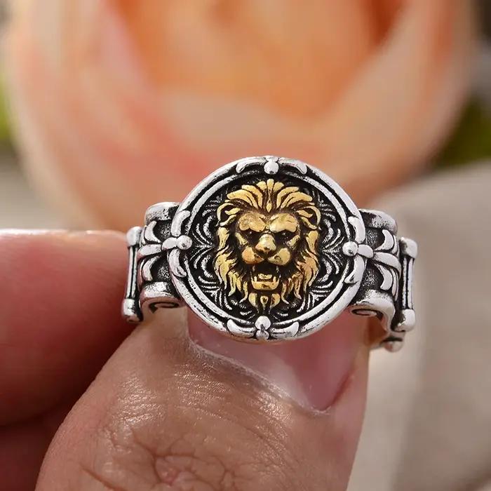 Bague simple tête de Lion Vintage en argent thaïlandais pour homme